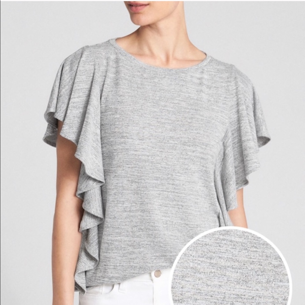 BNWT Gap Soft Spun Heather GrayFlutter Sleeve Top